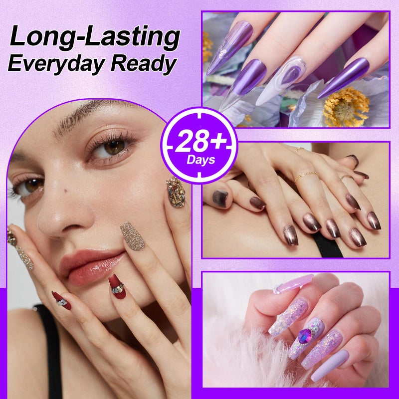 MAGIC ARMOR 2pcs Nail Glue for Press On Nail with Cuticle Pusher Set, No UV Needed, Quick Dry Strong Semi Solid Glue for Press On, Long Lasting Adhesive for Fake Acrylic Nails - Image 3